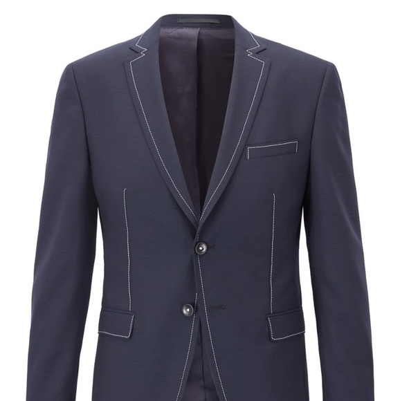Hugo Boss Rawen Topstitch Navy Wool Sportcoat - Picture 2 of 6